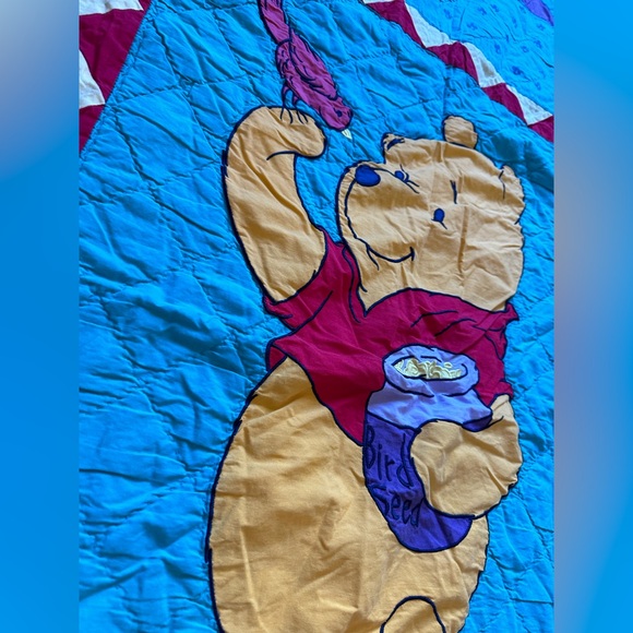 Vintage Disney Winnie The Pooh Toddler Blanket Patchwork Quilt Embroidered 90’s - Picture 5 of 15